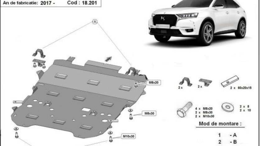 Scut motor metalic Citroen DS7 Crossback 2018-prezent