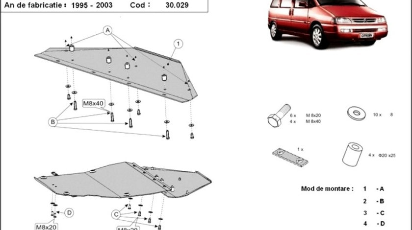 Scut motor metalic Citroen Evasion 1994-2002