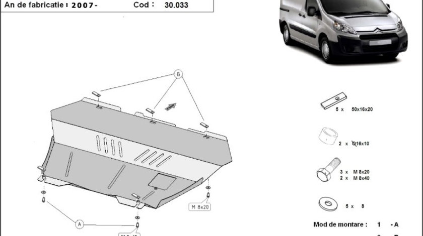 Scut motor metalic Citroen Jumpy 2007-2015