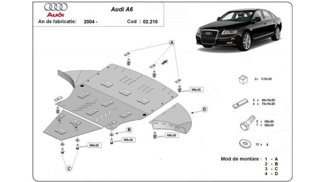 Scut motor metalic cu lateral Audi A6 (2004-2008) [4F2, C6] #5