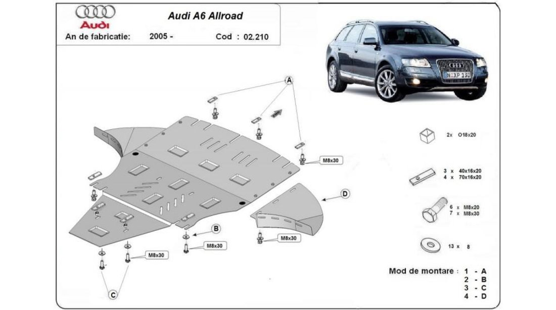 Scut motor metalic cu lateral Audi A6 Allroad quattro (2006-2008) [4F, C6] #5