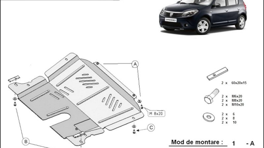 Scut motor metalic Dacia Sandero I 2008-2012