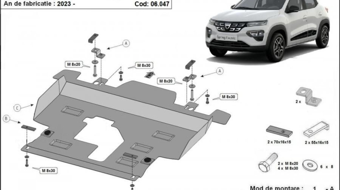 Scut motor metalic Dacia Spring Extreme 2023-prezent