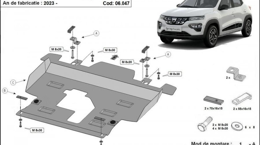 Scut motor metalic Dacia Spring Extreme 2023-prezent