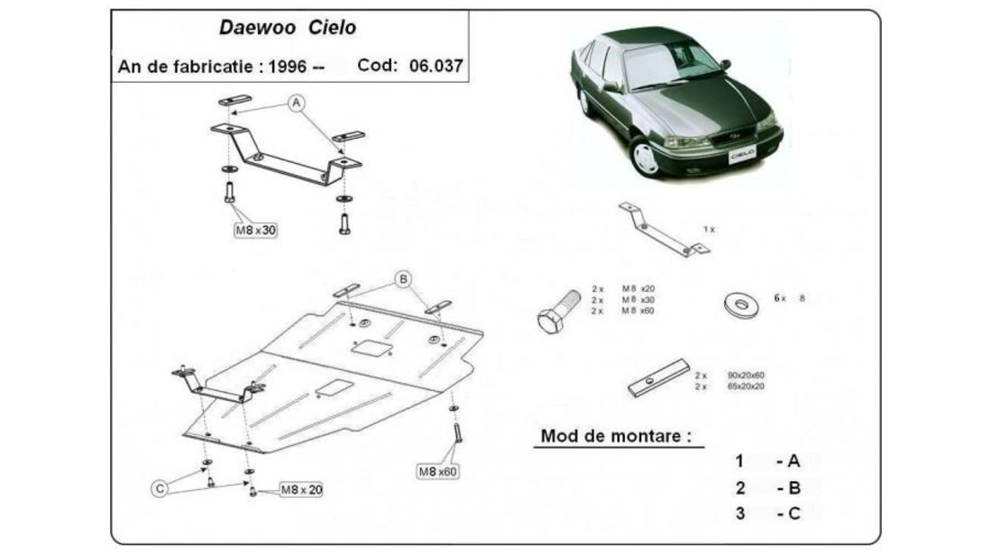 Scut motor metalic Daewoo CIELO limuzina 1995-2008 #5