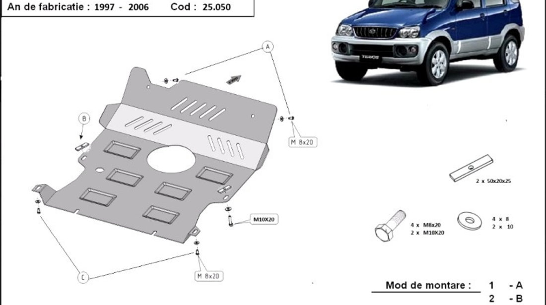 Scut motor metalic Daihatsu Terios 1997 - 2006