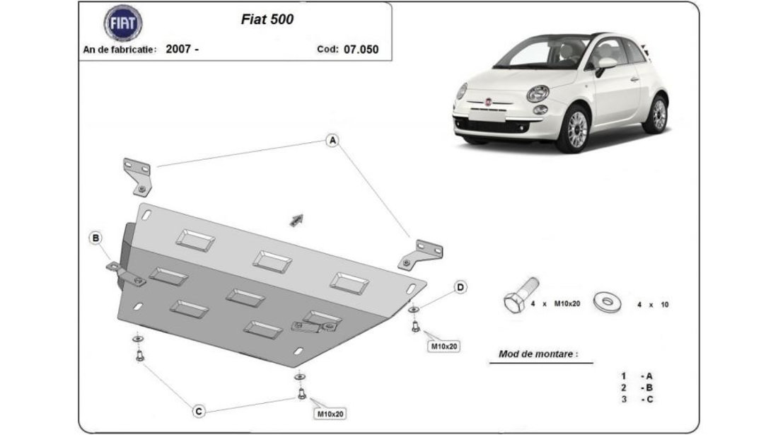 Scut motor metalic Fiat 500 C (2009->) #5