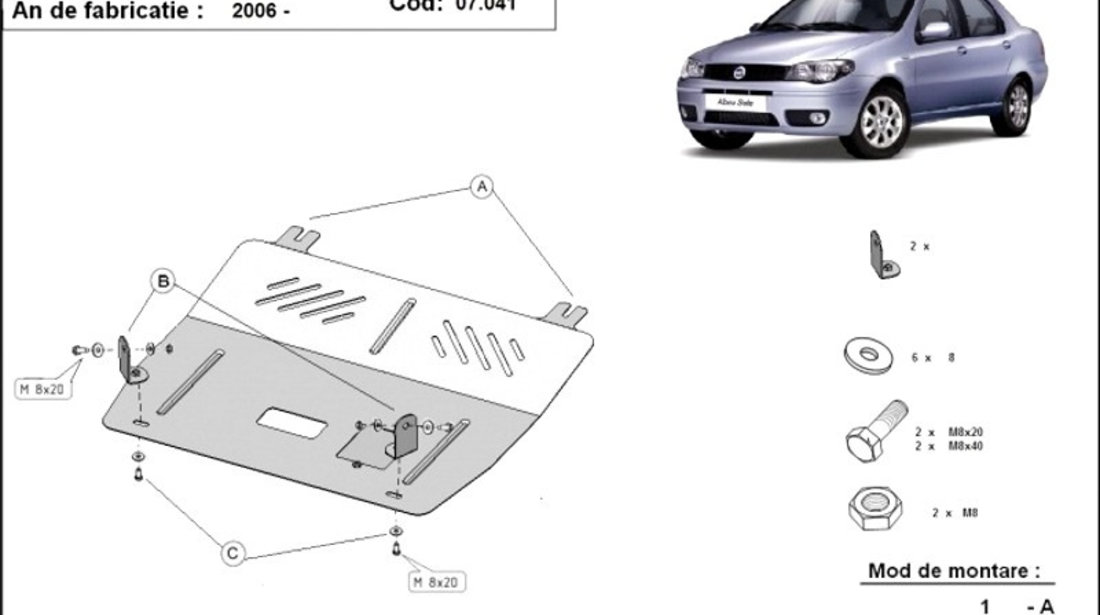 Scut motor metalic Fiat Albea 2006-2012