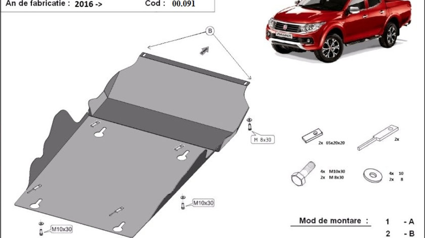 Scut motor metalic Fiat Fullback 2016-prezent