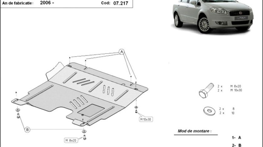 Scut motor metalic Fiat Linea 2007-2018
