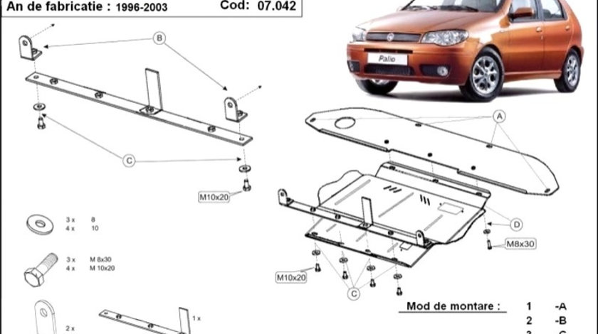 Scut motor metalic Fiat Palio 1996-2003