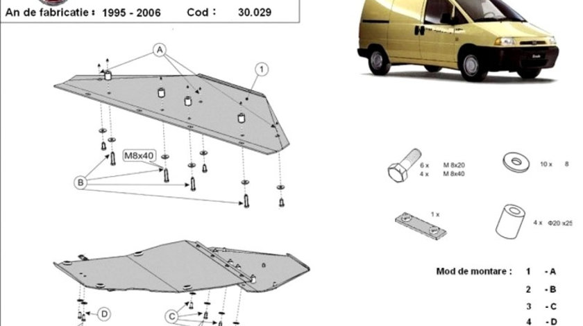 Scut motor metalic Fiat Scudo 1994-2006