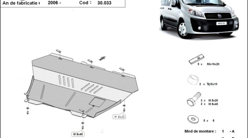 Scut motor metalic Fiat Scudo 2007-2016