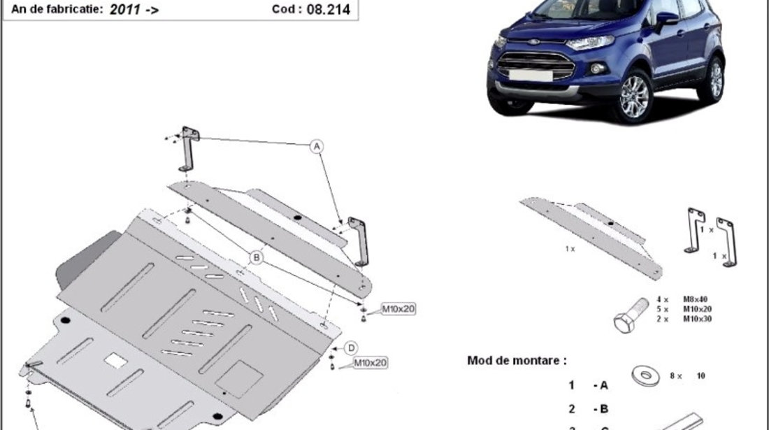 Scut motor metalic Ford Ecosport 2011-2017