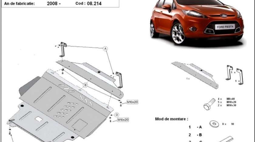 Scut motor metalic Ford Fiesta 2008-2017