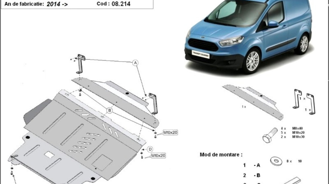 Scut motor metalic Ford Transit Courier 2014-prezent