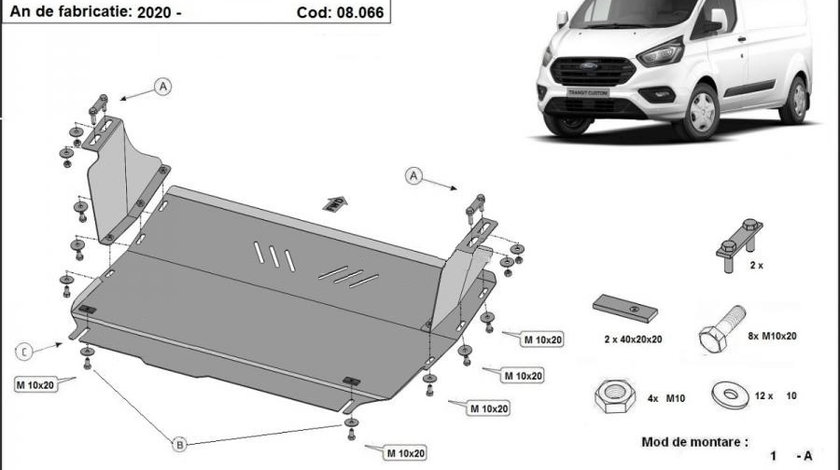 Scut motor metalic Ford Transit Custom Tractiune Fata 2020-2023