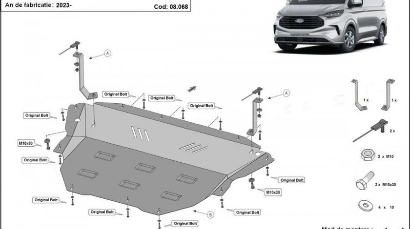 Scut motor metalic Ford Transit Custom Tractiune Fata 2023-prezent