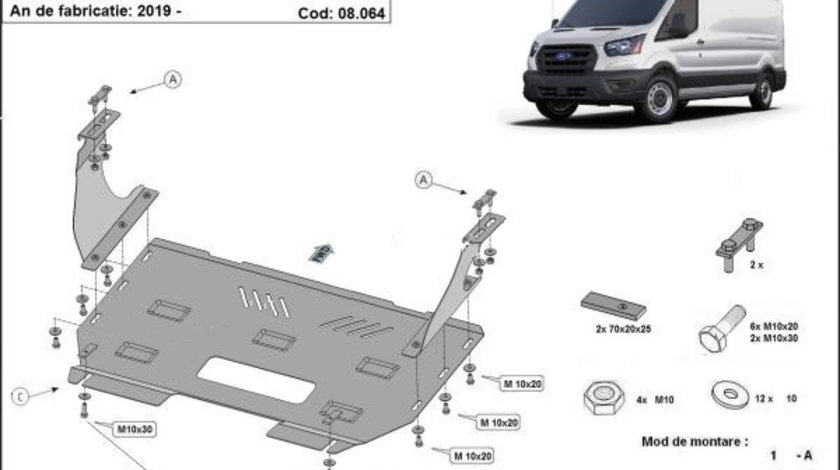 Scut motor metalic Ford Transit Tractiune Spate 2019-prezent