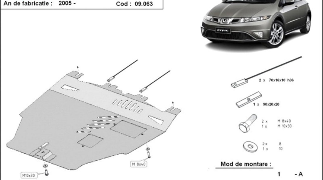 Scut motor metalic Honda Civic Hatchback 2006-2016