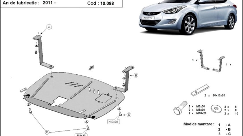 Scut motor metalic Hyundai Elantra 2011-2015