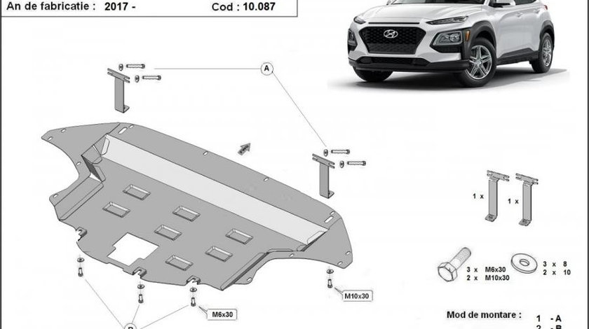 Scut motor metalic Hyundai Kona 2017-prezent