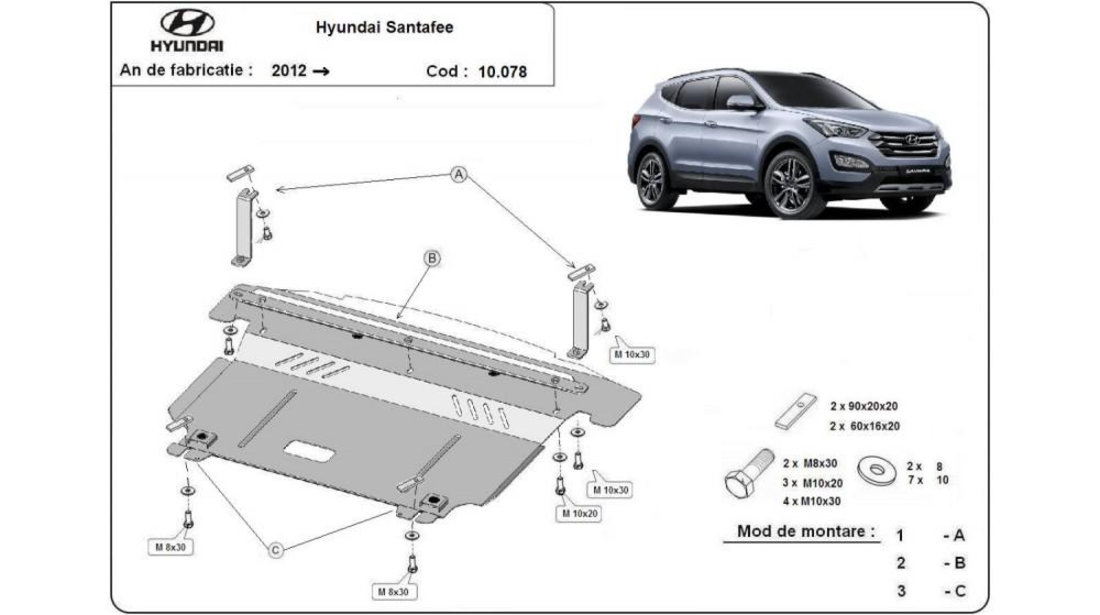 Scut motor metalic Hyundai Santa Fe 3 (2012->)[DM,DMA] #5