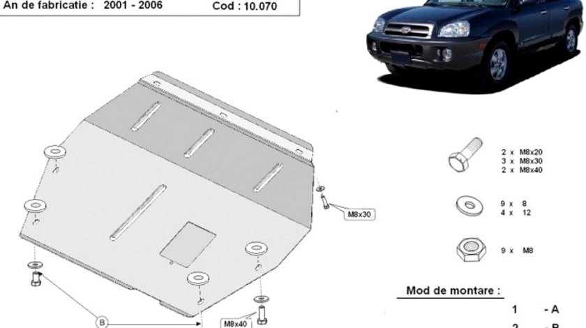 Scut motor metalic Hyundai Santa Fe I 2001-2006