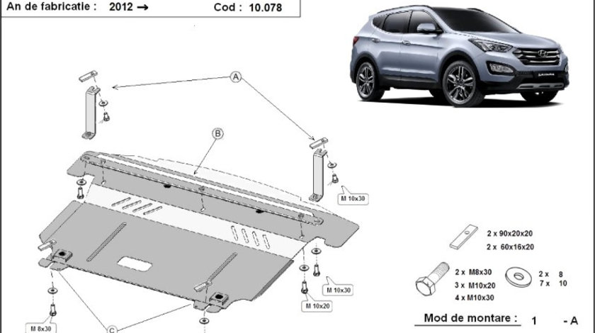 Scut motor metalic Hyundai Santa Fe III 2012-2018