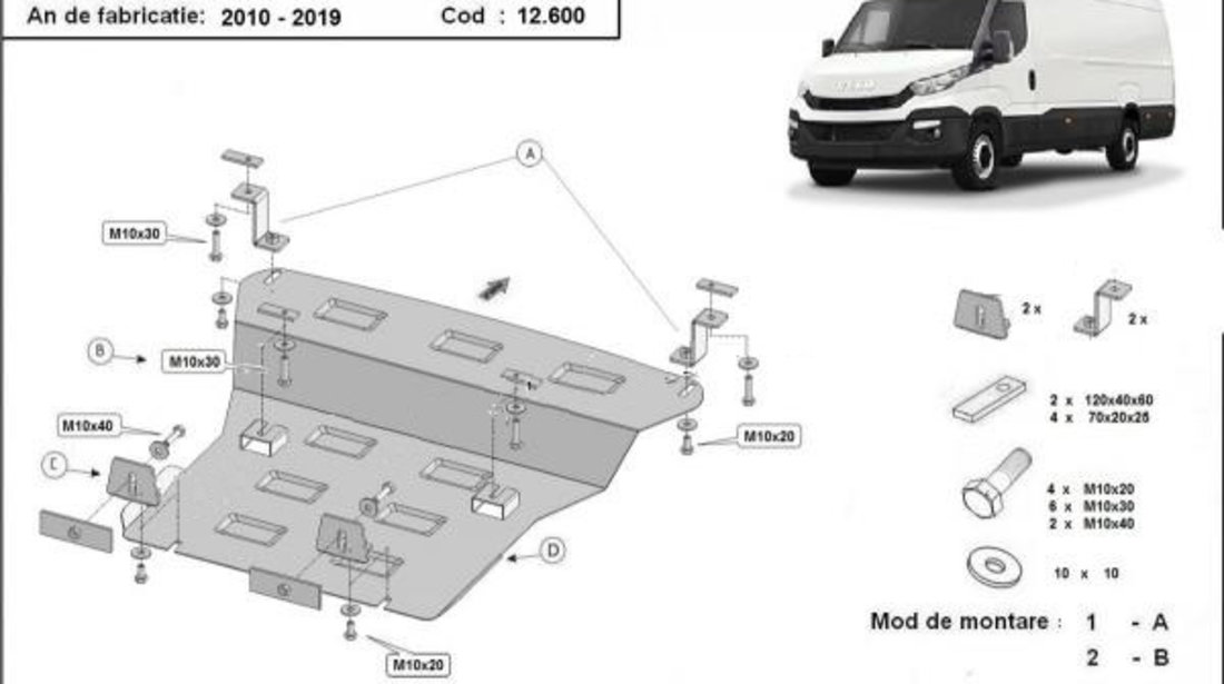 Scut motor metalic Iveco Daily 1999-prezent