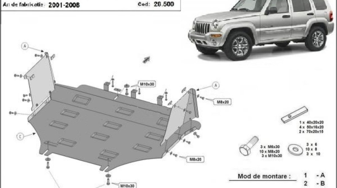 Scut motor metalic Jeep Cherokee 2001-2007