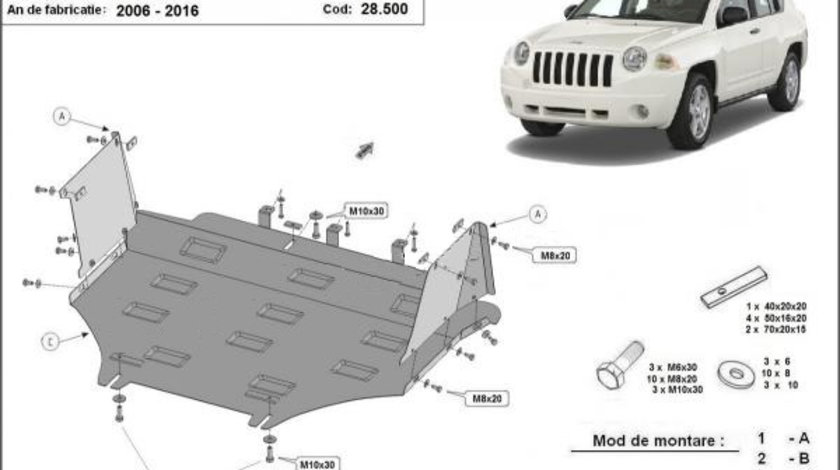 Scut motor metalic Jeep Compass 2006-2017