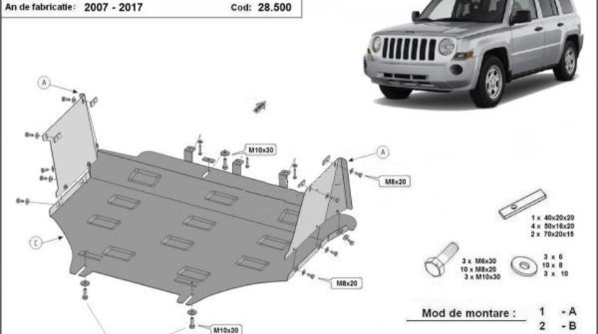 Scut motor metalic Jeep Patriot 2007-2017