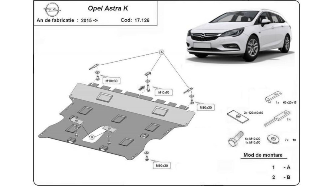 Scut motor metalic k Opel ASTRA K (2015->)[B16] #5