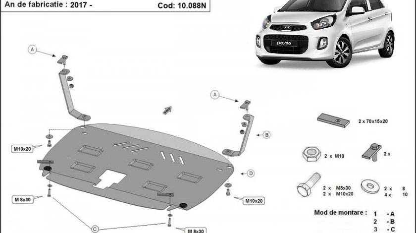 Scut motor metalic Kia Picanto 2017-prezent