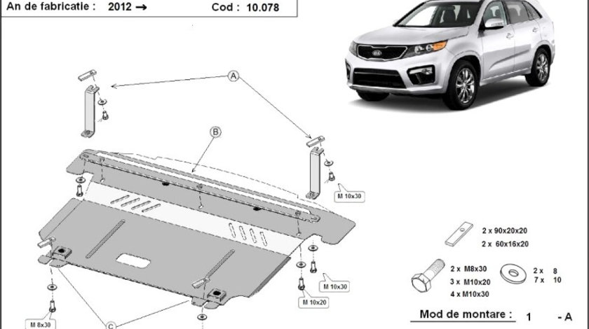 Scut motor metalic Kia Sorento 2012-2020