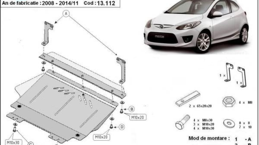 Scut motor metalic Mazda 2 2007-2015