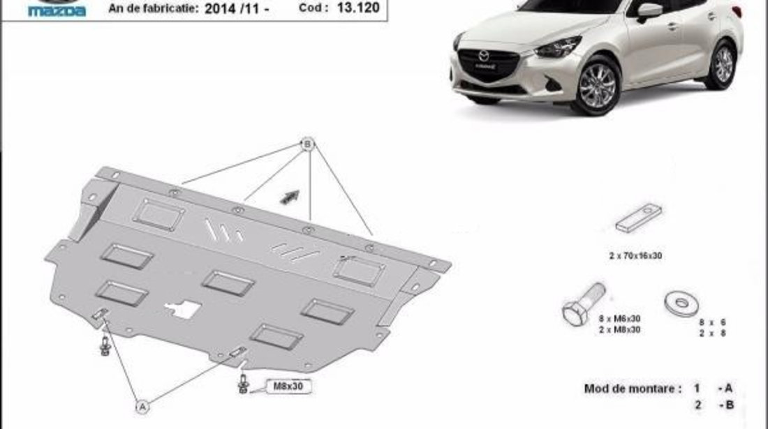 Scut motor metalic Mazda 2 2015-prezent