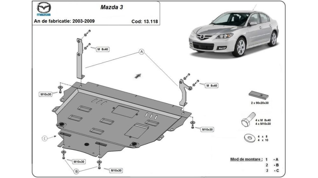 Scut motor metalic Mazda 3 (2003-2009)[BK] #5