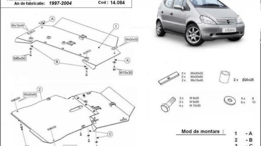 Scut motor metalic Mercedes A-Class W168 1997-2004