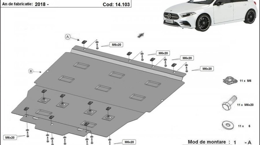 Scut motor metalic Mercedes A-Class W177 2018-prezent