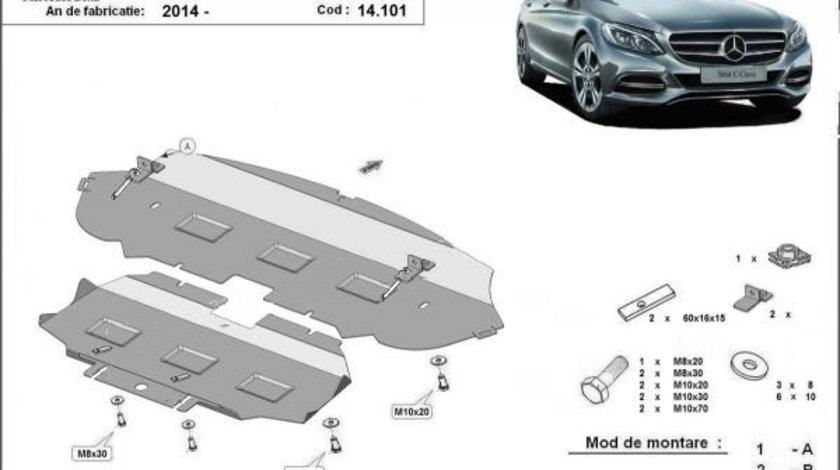 Scut motor metalic Mercedes C-Class W205, 2x4 2014-2021