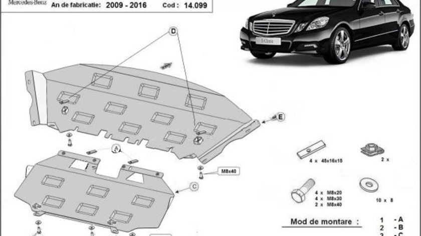 Scut motor metalic Mercedes E-Class W212, 2x4 2009-2016