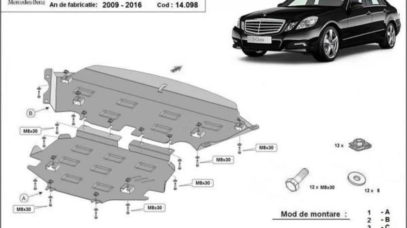 Scut motor metalic Mercedes E-Class W212, 4x4 2009-2016
