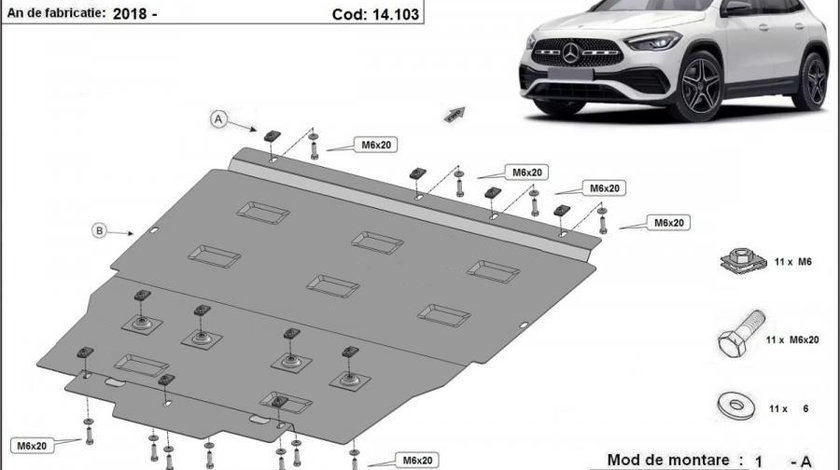 Scut motor metalic Mercedes GLA H247 2020-prezent