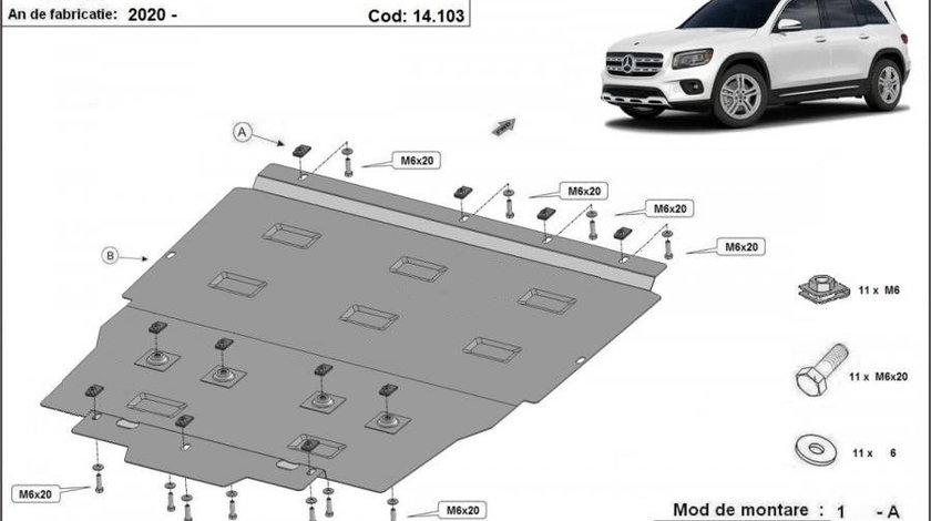 Scut motor metalic Mercedes GLB X247 2019-prezent