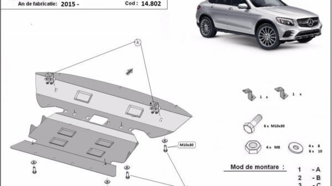 Scut motor metalic Mercedes GLC Coupe C253 2015-2019