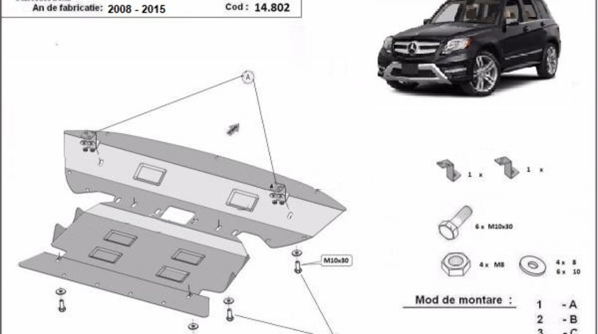 Scut motor metalic Mercedes GLK X204 2008-2015