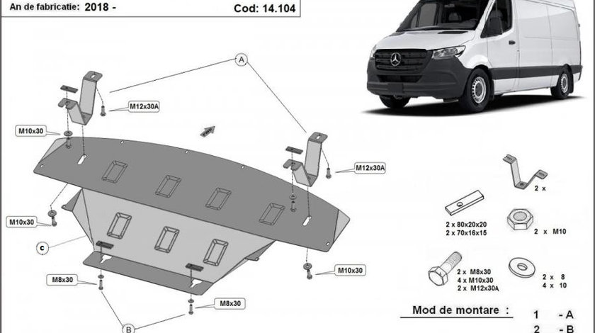 Scut motor metalic Mercedes Sprinter 4x4 2018-prezent