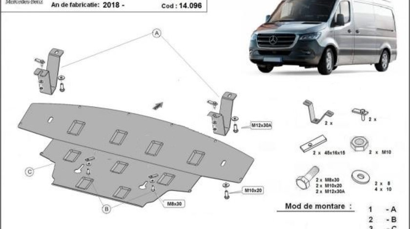 Scut motor metalic Mercedes Sprinter Tractiune Spate 2018-prezent